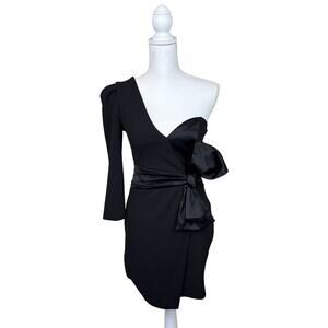 Express Black Cocktail Mini Dress Avant Garde 3D Bow Holiday Sz 4